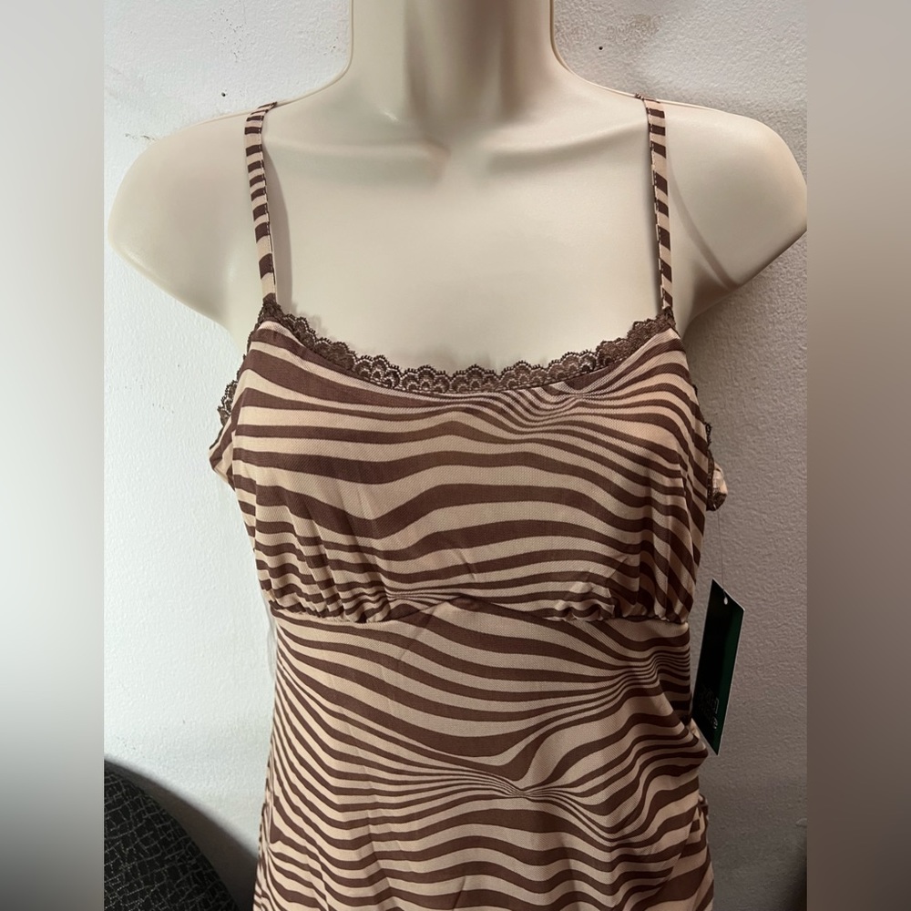 Brand nwt Wild Fable Sleeveless Midi Mesh Dress Brown & Tan Size M